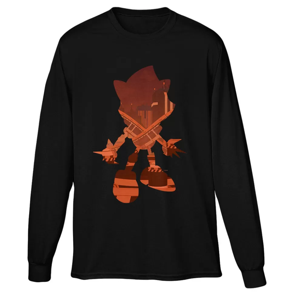 Chemical Plant Zone Sonic Silhouette Black Long Sleeve Tee>SEGA Fashion