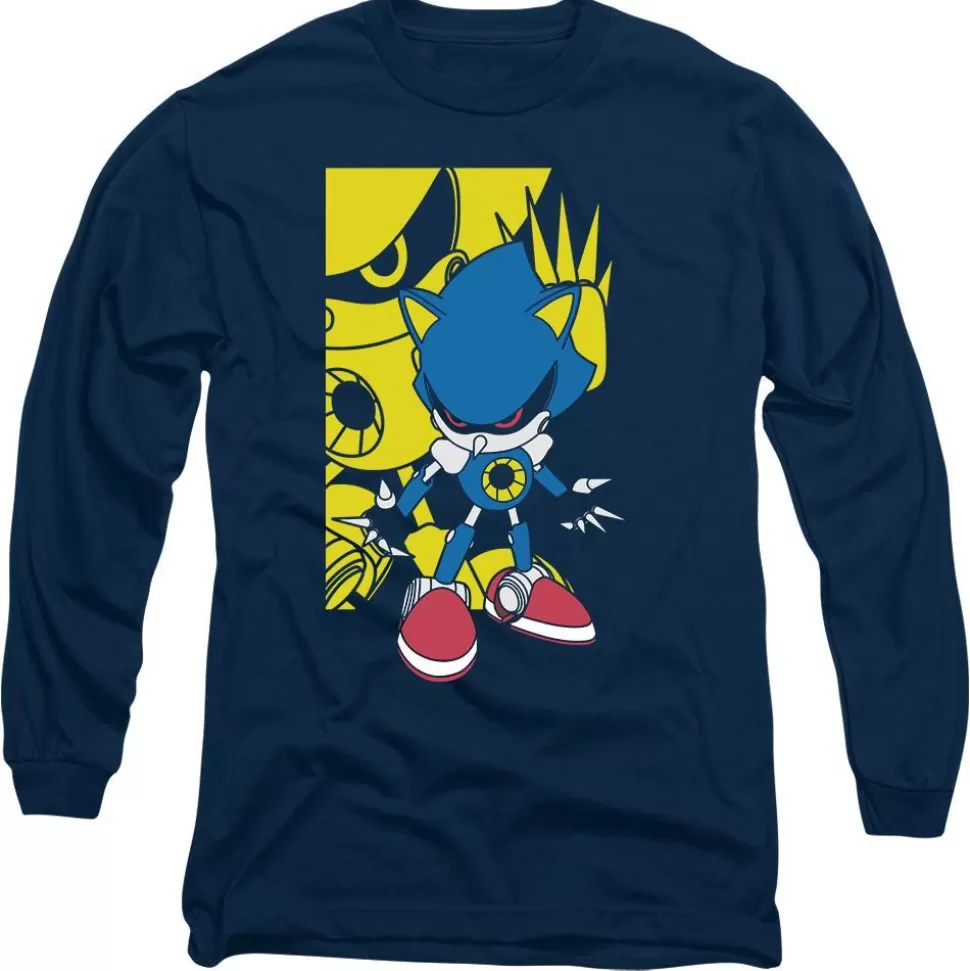 Metal Sonic 25th Anniversary Long-Sleeve Navy Tee>SEGA Shop