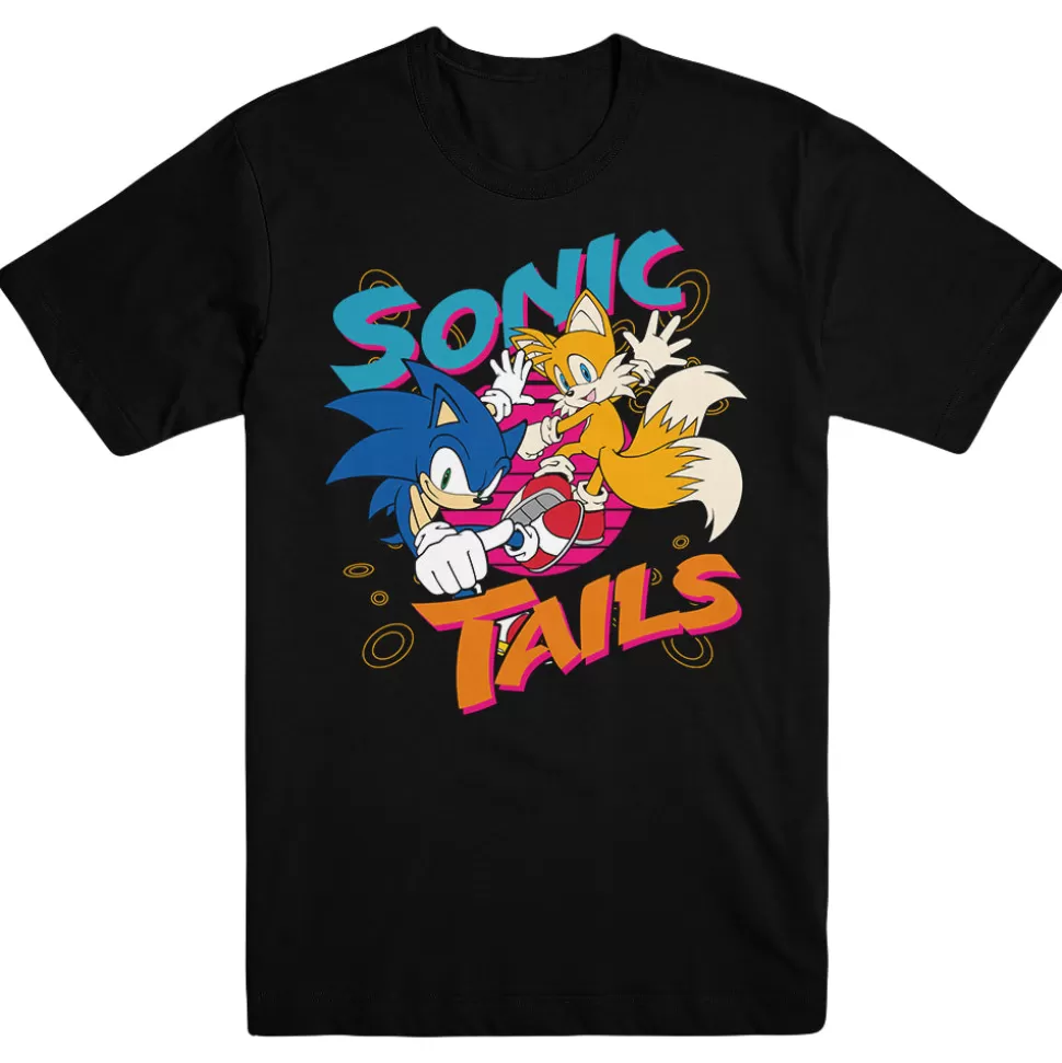 Sonic and Tails Retro Black Tee>SEGA Best Sale