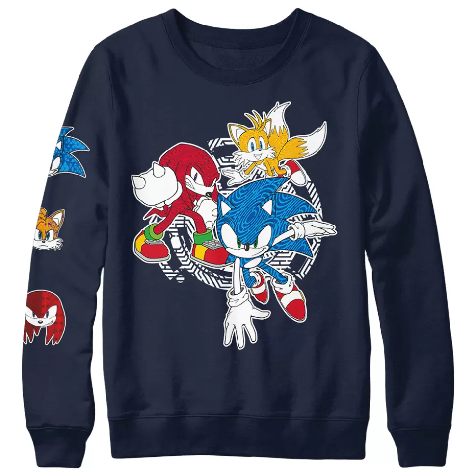 Sonic Character Sleeve Print Navy Crewneck>SEGA Cheap