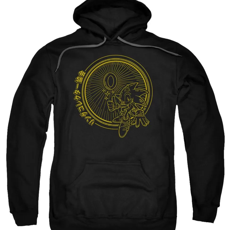 Sonic Gold Crest Black Hoodie>SEGA Sale