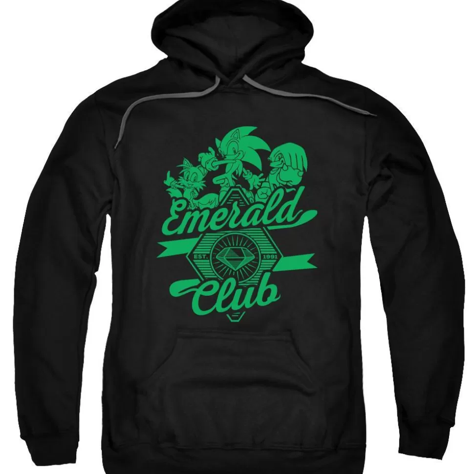Sonic Patchwork Emerald Club Black Hoodie>SEGA New