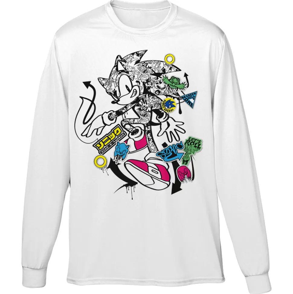Sonic the Hedgehog Graffiti Hog White Long Sleeve T-Shirt>SEGA Best