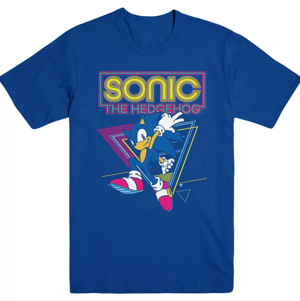 Sonic the Hedgehog Retro Neon Triangle Blue Tee>SEGA Hot