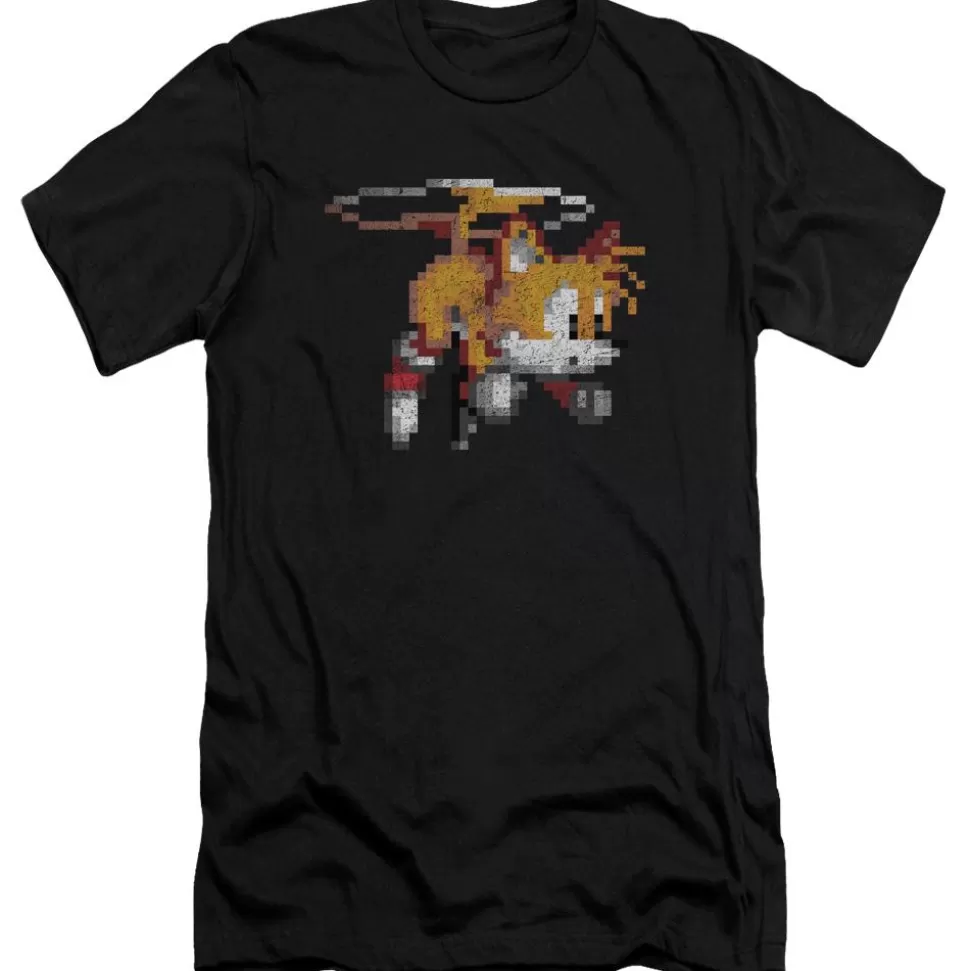 Sonic Time to Fly! Retro Tails Black Tee>SEGA Cheap